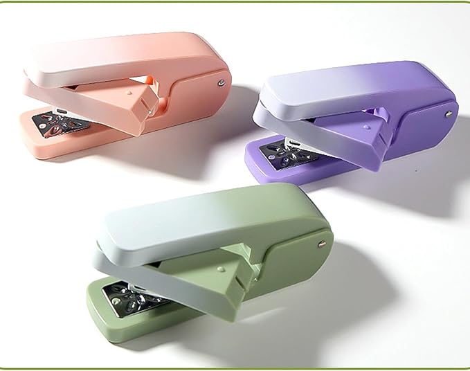 Office Desk Swing-Arm Swivel Stapler, 25 Sheets Capacity, 360 Degree Rotate Small Compact Desk Staplers with 1000 Staples for Booklet, Book Binding, Brochures Newspapers - Purple