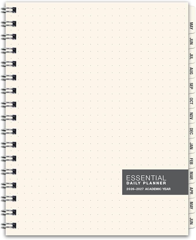 ESSENTIAL 2026-2027 Monthly & Weekly Planner with Tabs, 7"x9": 14 Months (May 2026 - June 2027), Professional, Simple, Easy-to-Use Design and Frosted Poly Cover for Extra Protection (Frosted)