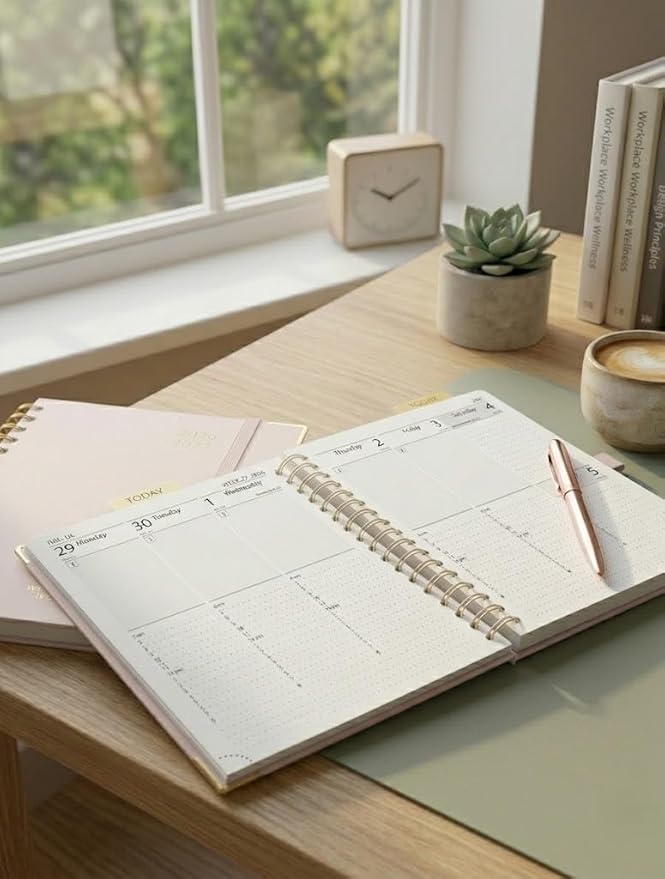 POPRUN 2026-2027 Academic Year Weekly and Monthly Planner Calendar,Jul 2026 - Jun 2027,6.25" x 8.5",Daily Agenda Book & Appointment Book with Hourly Schedule, Tabs, Hardcover, School and Office Supplies - Light Pink