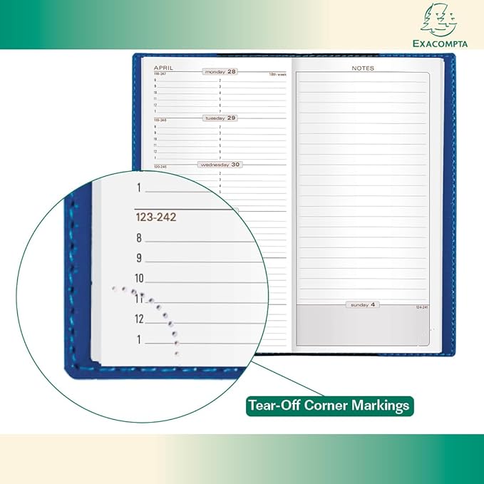 Exacompta 2026 Space 17 Calendar Year Weekly/ Monthly Planner Organizer - 12 Months (Jan. to Dec.) - 3 1/2" x 6 3/4" - Smooth Faux Suede Texas Violet Cover- Appointment Journal for Business, School, and Life