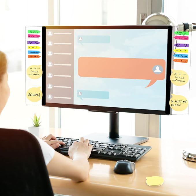 Monitor Memo Board, 4PCS Transparent Computer Monitor Side Panel Creative Desktop Memo Board, Acrylic Desktop Computer Sticky Note Holder for Home Office