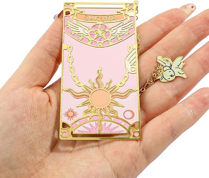 Anime Magic Cards Captor Sakura Bookmarks Set - Sweet Cartoon Cute Book Marks for Reading Women Men Anime Fans, Book Accessories Collection Decor Hangings Gifts (Brass Style 1)