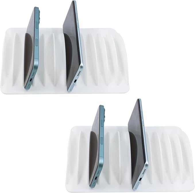 2 PCS Cell Phone Holder for Classroom, 24-Grid White Multiple Desktop Phone Storage Organizer Rack for Office School Classroom
