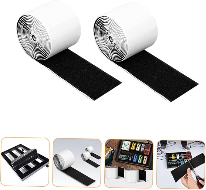 2rolls Guitar Pedal Mounting Tape Hook and Double-sided Adhesive for Pedal Board Flexible for Guitar Setup