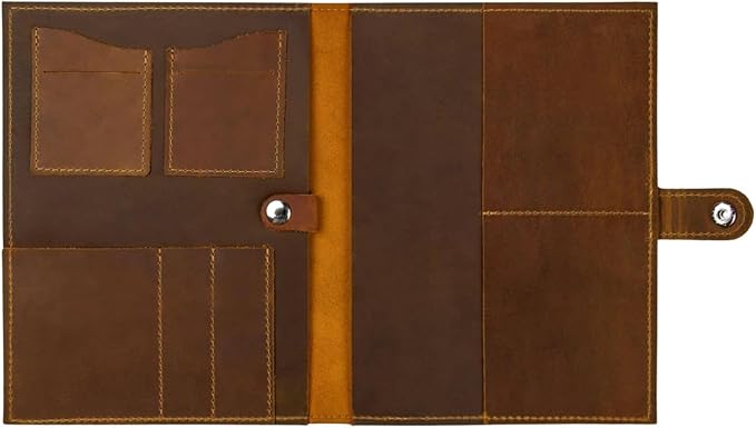 Handmade Genuine Leather Business Portfolio – A4 Padfolio with Book, Journal & Business Card Holder – Elegant Business Folder for Professionals – Ideal for Work, Meetings & Interviews