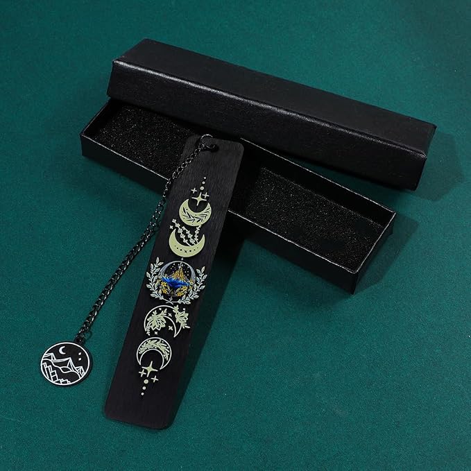 Stainless Steel Acotar Bookmark with Tassel, Acotar Inspirational Creative Moon Mountains Text Book Marks for Reading Women Men Collection, Books Accessories (New Black ACotar)
