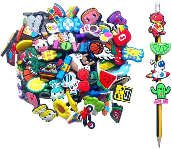 100PCS Mixed Pencil Toppers - Kawaii Pen Charms for Boys and Girls, Cute Classroom Rewards and Prizes for Students, Pencil Charms Decorations for School Supplies, Kids Incentives (100pcs Mixed)