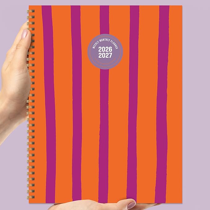 TF Publishing July 2026 - June 2027 Statement Stripe Large Weekly Monthly Planner - 12 Month Academic Planner 2026-2027 with Durable Cover, Thick Uncoated Paper, and Planning Stickers - 9in x 11in