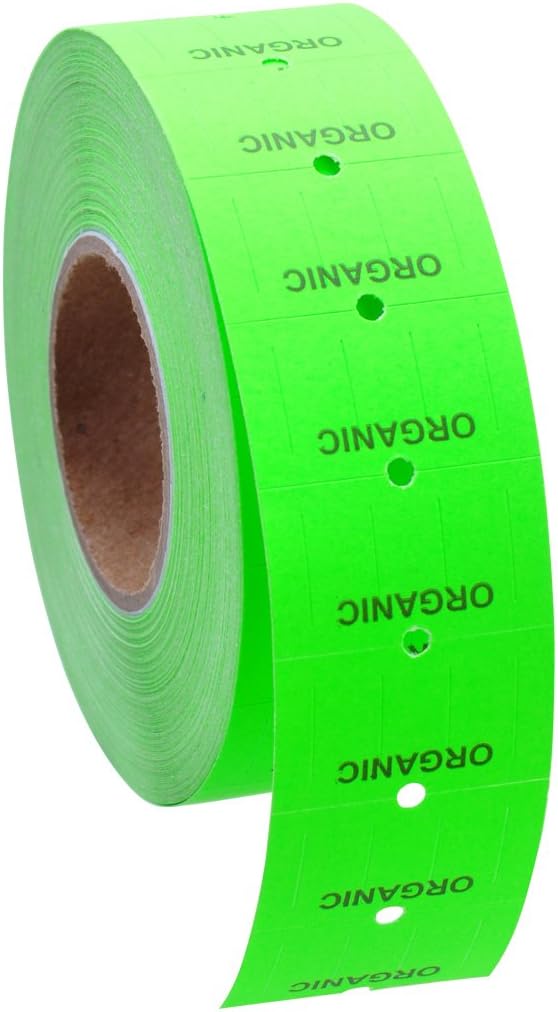 Fluorescent Green with Black "Organic" Labels to fit Avery Dennison®/ Sato® M1 "Mighty One" Price Guns 16 Pack (Free Ink roll Included)