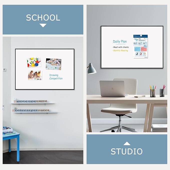 Large Dry Erase White Board, 36'' x 24'', Wall Hanging Magnetic Whiteboard for Home Office School Kitchen, Black Aluminum Frame