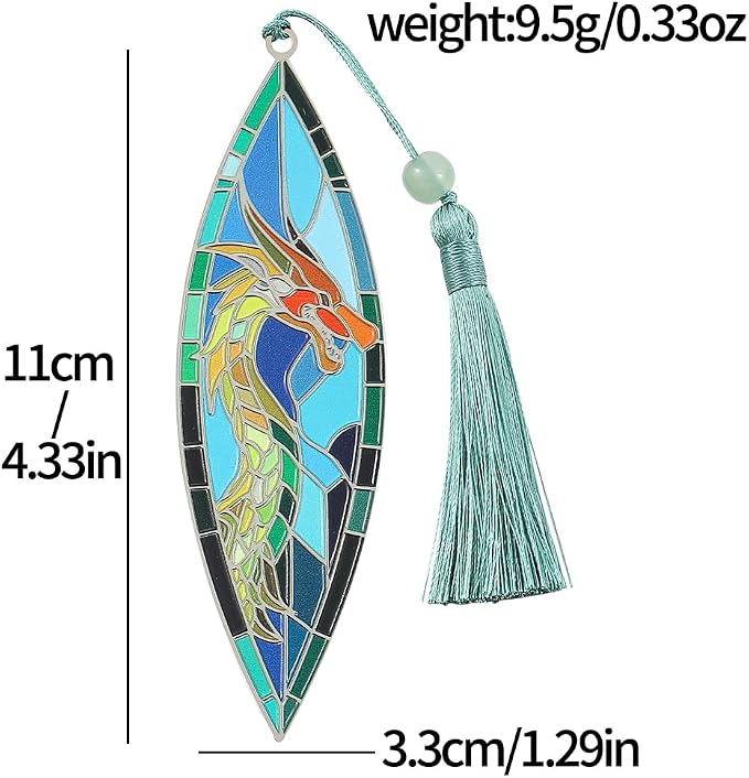 Creative Dragon Bookmark for Men Teens - Metal Dragon Book Mark with Tassel for Book Lover Gifts, Reading Studying Supplies Book Accessories