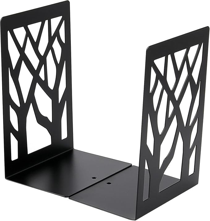 HAKZEON 16 Pack 8 Pairs 4.7 x 3.4 x 7 Inches Book Ends, Metal Bookends with Non-Slip Pads, Black Book Ends for Shelves, Decorative Bookends Supports