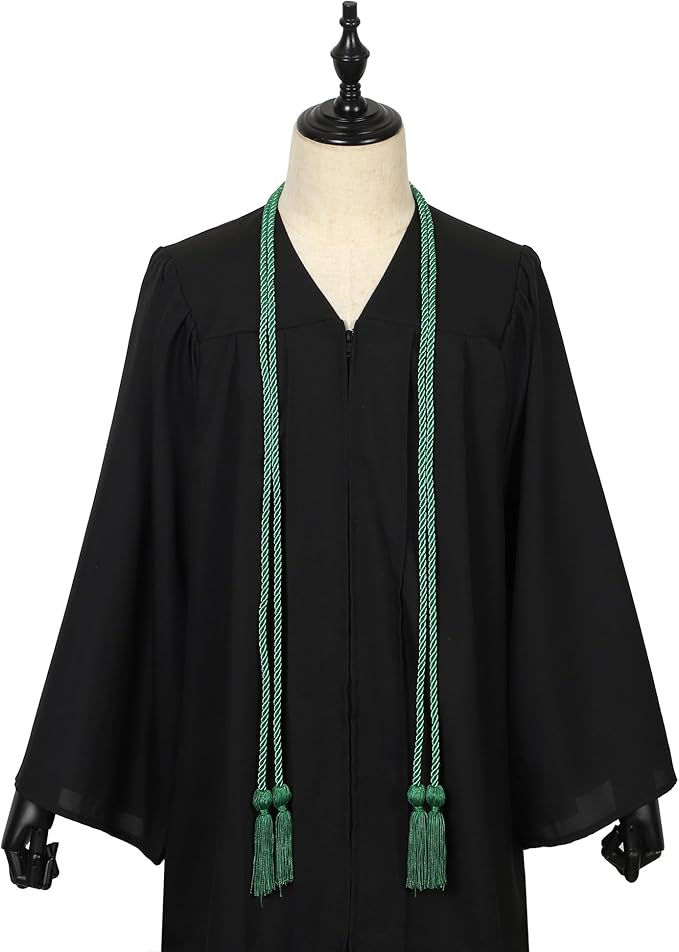 Graduation Double Honor Cords with Tassels Braided Academic Ropes for High School College Ceremony 68 Inch (Kelly Green)