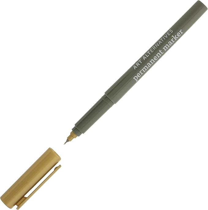 Art Alternatives Permanent Marker, Extra-Fine, Metallic Gold - 1.2mm Felt Nib - Permanent - Multi-surface - Drawing + Writing + Illustration