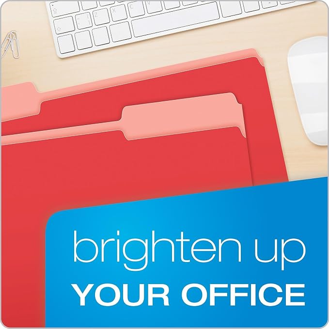 Pendaflex 435013RED Interior File Folders, 1/3 Cut Top Tab, Legal, Red (Box of 100)