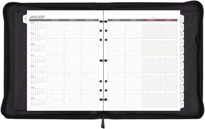 AT-A-GLANCE Day Runner Deco Slim Profile Starter Set, Undated, 3 Rings, Size 5, 8-1/2 x 11", Black (207-0386)