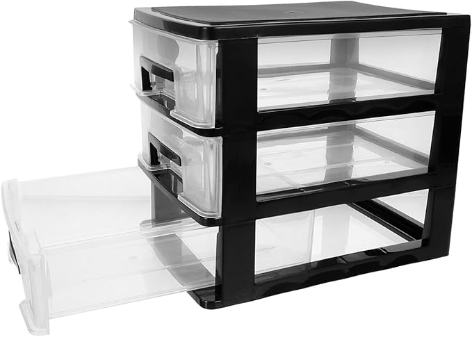 balacoo 3-Layer Transparent Drawer Storage Cabinet Portable Plastic Organizer for Desk Office and Home Multi-Functional Closet Storage Box 8.30X7.55X5.98In