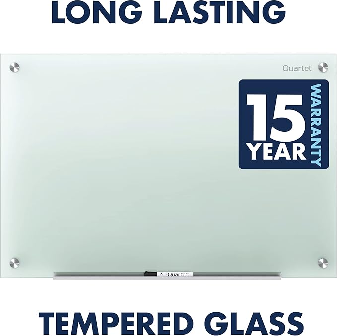 Quartet Whiteboard, Glass Dry Erase Board, Non-Magnetic, 6' x 4', Infinity Frameless Mounting, Frosted Surface, Accessory Tray and 1 Dry Erase Marker (G7248F)