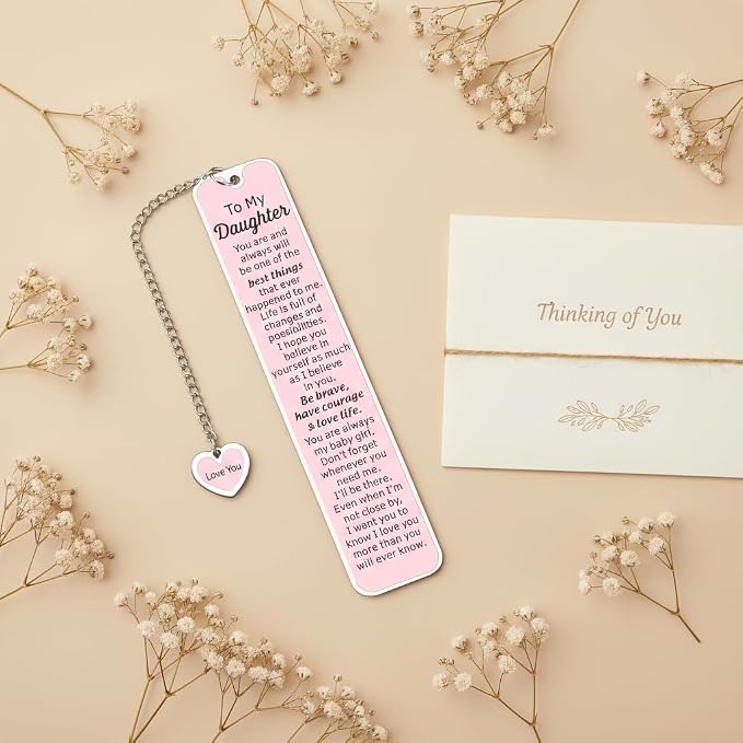 5th Grade Graduation Gifts for Girls, Graduation Gift for Daughter, Daughter Gifts from Dad Mom, Bookmark for Daughters, Pink Bookmark, Back to School Supplies for Girls