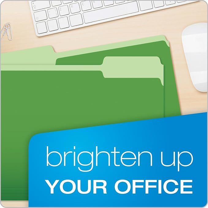 Pendaflex 421013BGR Pendaflex Interior File Folders, 1/3 Cut, Top Tab, LTR, Bright Green, 100/Box