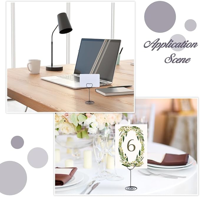 SUPERFINDINGS 36 Set Mini Chalkboard Signs 8.6x5.5cm Small Chalkboard Label with Alloy Stand Table Number Holders Black Heart Place Card Holders Menu Memo Clip for Bridal Shower Party Birthday Event