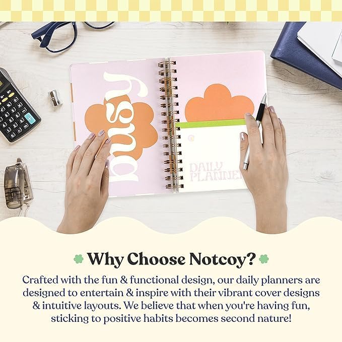 Daily Planner Organizer Notebook - To Do List 6-Month Undated Daily Planner with 180 Daily & 26 Weekly Pages - Aesthetic Checklist Notebook Planner for Passion, Goal & Work