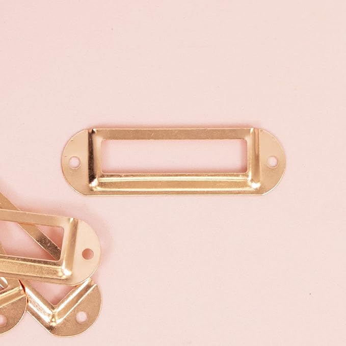 Craftelier - Set of 4 Basic Metallic Label Holders for Decorating Your Scrapbooking Projects and Labeling Albums, Planners, Notebooks or Organizing Boxes - Size 7 x 2 cm - Rose Gold Color