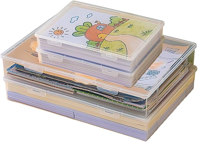 Clear Plastic File Storage Boxes with Lids for Files,Stackable File Box,File Portable Paper Case,Containers for Organizing Paper, Letters, Documents, Art Supplies (Clear-8K for one)