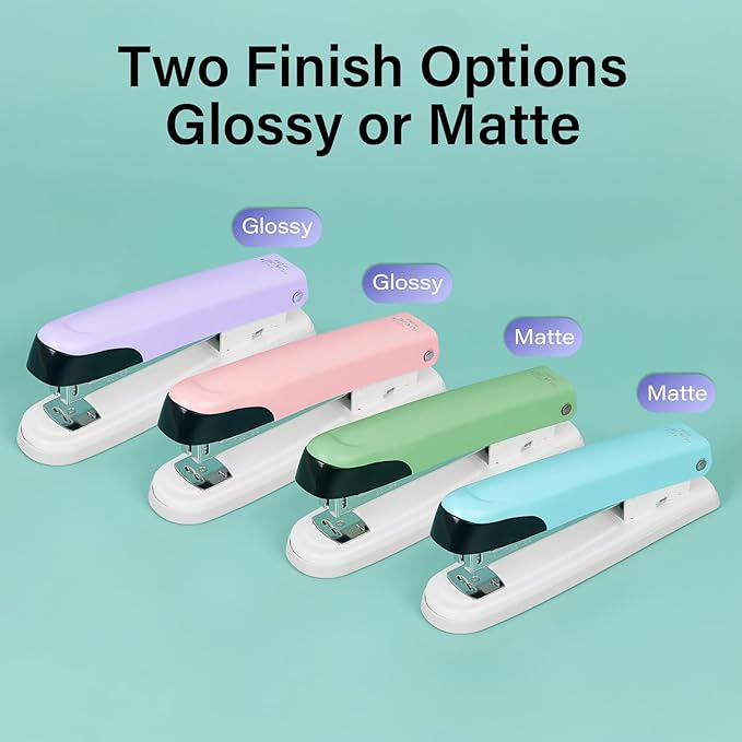 Metal Stapler, 6.5-Inch Desktop Stapler, 25 Sheet Capacity, Includes 1000 Staples for Office Durable Use (1, Powder)