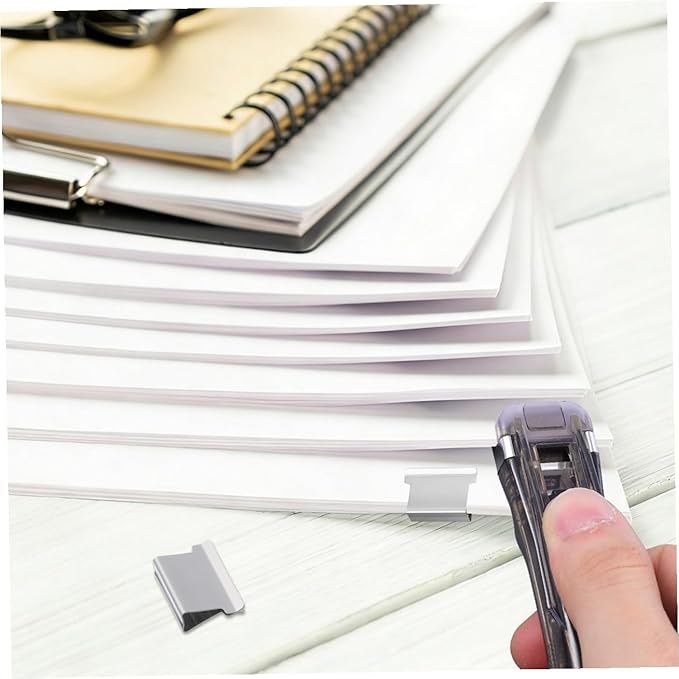 Reusable Stapler with 2 Black Desktop Paper Clip Dispensers and 200pcs Refill Clips, Multi-Function Office Stapler for Document Binding and File Organization