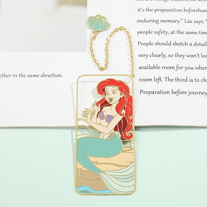 Cute Little Mermaid Anime Metal Book Mark -Metal Bookmarks Anime Fans Collection Accessories Reading Marker Gift for Book Lovers Women Girls Kids (Happy Mermaid)