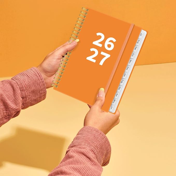 2026-2027 Planner - Planner 2026-2027 from July 2026 - June 2027, Weekly & Monthly Planner Spiral Bound with 12 Monthly Tabs, Inner Pocket, 6.4" x 8.5", Orange-A