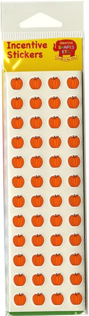 SHAPES ETC. 864 Pcs Pumpkin Stickers 3/8 Inch Diameter, Holiday Design, Self-Adhesive Stickers, Fall Decorations, DIY Crafts, Thanksgiving, Harvest, Halloween, Incentive Supplies, Rewards, Made in USA