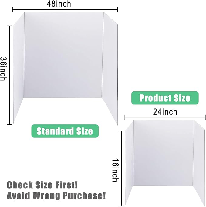 LonlyEagle Trifold Poster Board, 24" x 16", 3-Pack, White Corrugated Project Boards for Science Fairs, School Projects, Event Displays
