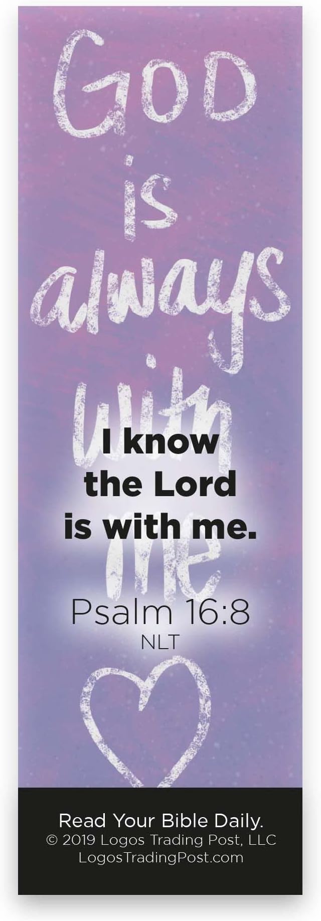 Children and Youth Bookmark, God is Always with Me, Psalm 16:8, Pack of 25, Handouts for Classroom, Sunday School, and Bible Study