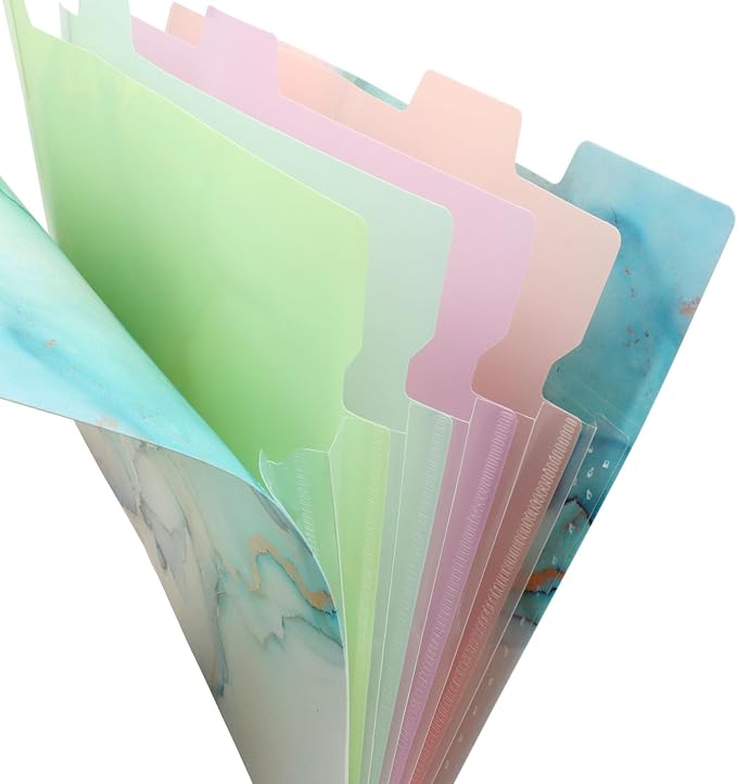 5 Pocket Expanding File Folder, Stylish Accordion Organizer with Labels, Letter Size Document Holder for School, Office, and Home Use, Letter/A4 Size(Blue)