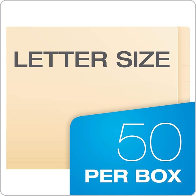 Pendaflex Manila End-Tab Fastener Folders, Letter Size, 2 Fasteners, Manila, Straight Cut, 50/BX (H10U13) (Pack of 5)