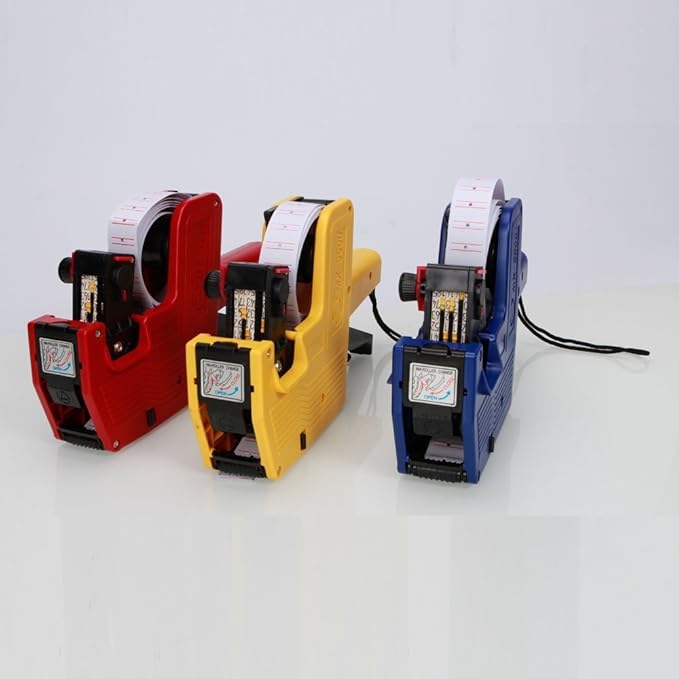 Kubert® Mx-5500 Single Row Labeler Price Tag Label Gun + Ink Roller + Single Row Label Paper Price Sticker Roll for Offices & Markets Model: Office Supply Store (red)