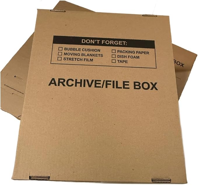 supplyhut 10 - Pack 18x15x14 Medium Standard File Storage Moving Box with Lid Letter Handles