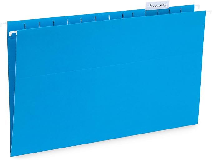 Blue Summit Supplies Legal Size Hanging File Folders, Legal Folders 9.5” × 14.75”, 25 Reinforced Hanging Files in Assorted Colors, for Home and Office Color Coded File Organization, 25 per Box