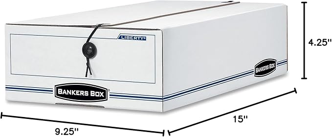 Bankers Box LIBERTY Check and Form Boxes, Standard Set-Up, String and Button, 9 x 14 1/4 x 4 Inches, Case of 12 (00009)