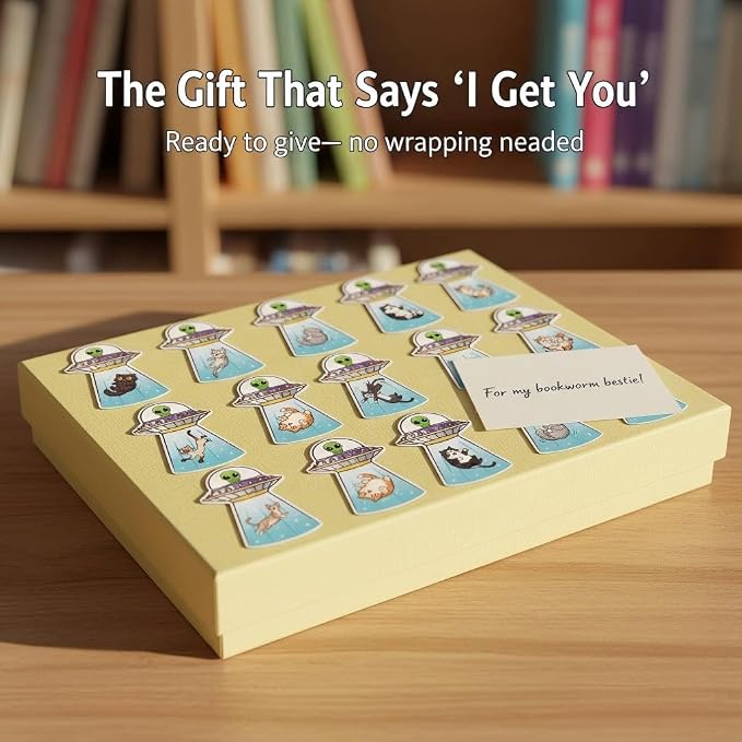 Cat Magnetic Bookmarks 10PCS - Cute Cat Bookmark, Cat Themed Magnetic Page Markers, Cat Book Mark Gifts for Women