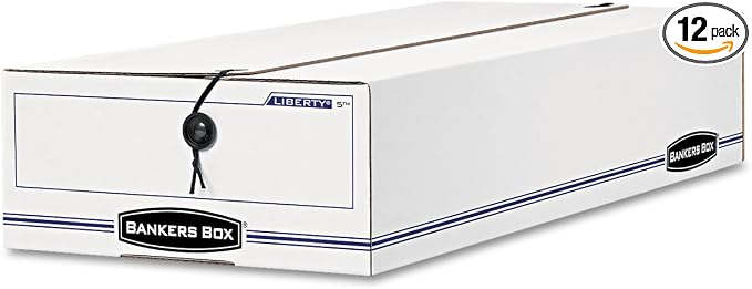 Bankers Box LIBERTY Check and Form Boxes, Standard Set-Up, String and Button, 10 3/4 x 23 1/4 x 4 5/8 Inches, Case of 12 (00005)