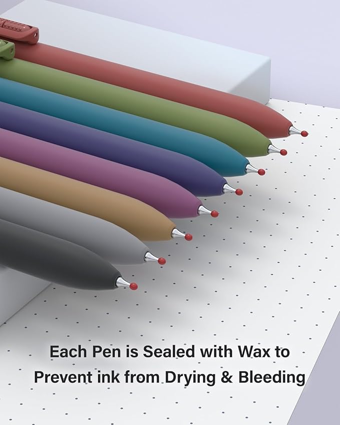 inkipen- 8 Pack Pens, Gel pens Black Ink, Fine Point(0.5mm),Quick-Drying Smooth Writing,School and Office Supplies (vintage color)