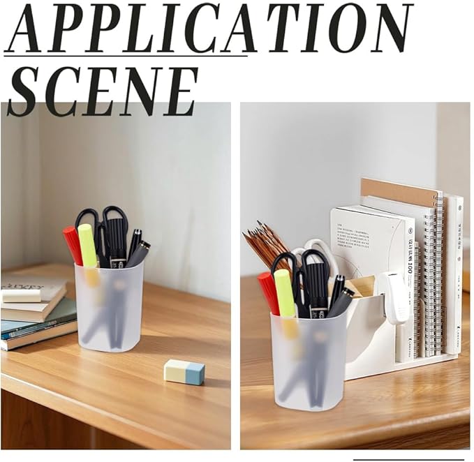 30 Pcs Plastic Pen Holders, Pencil Makeup Brush Cup Holders Translucent White Desk Pen Container Desktop Organizer for Office School Home Art Supplies