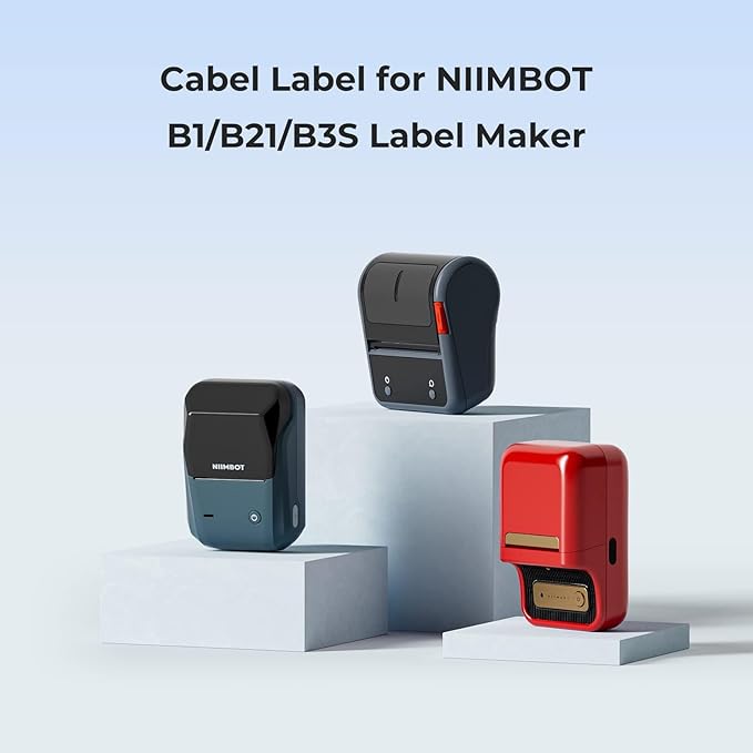 NIIMBOT Cable Label for B1/B21/B2 Label Printer, Waterproof, Oil-Proof Cable Tags(1'' x 3''),1 Roll of 100 Thermal Sticker Labels (White)