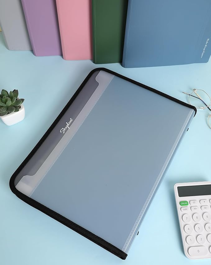SKYDUE Accordion File Organizer, 7 Pocket Expanding File Folder with Front Pocket, Letter Size, Important Document Organizer with Double Zipper,Travel Folder, School Office Supplies