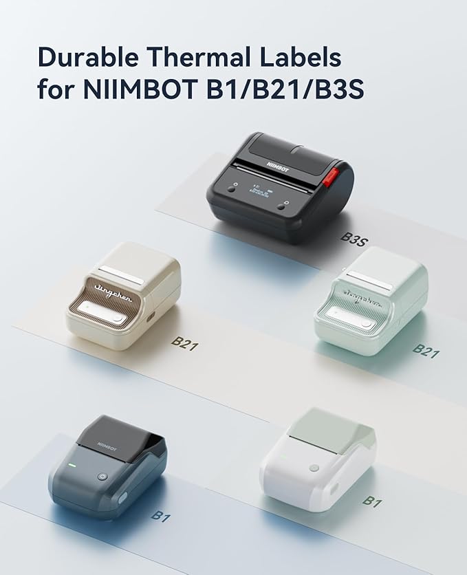 NIIMBOT Label Tape for B1/B21/B3S, 1.2" X 1.2" (31x31mm) Round, Thermal Label Sticker for Logo/Candles/Gifts/Mailing/Jars/Bottles, 210 Labels/Roll, White