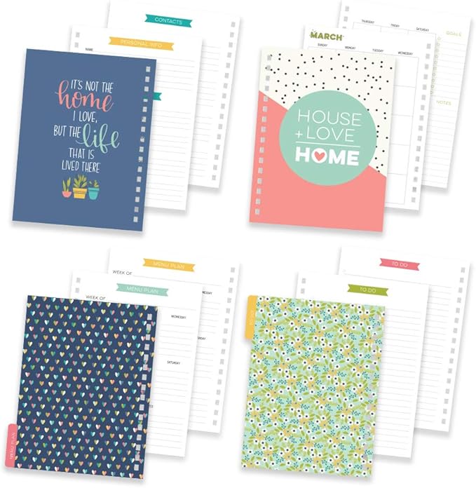 Pukka Pad, Carpe Diem Home Planner Spiral Bound Notebook with 6 Organizational Tabs and 2 Sticker Sheets – Features Appointment Calendars, Schedules, Meal & Grocery Plans, and To-Do Lists – 8.75 x 8in