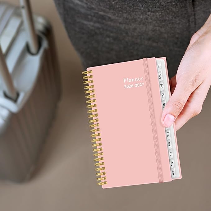 2026-2027 Pocket Planner/Calendar - 2026-2027 Weekly & Monthly Planner from July 2026 to June 2027, 12 Months Tabs, 3.75" x 6.75", Pink